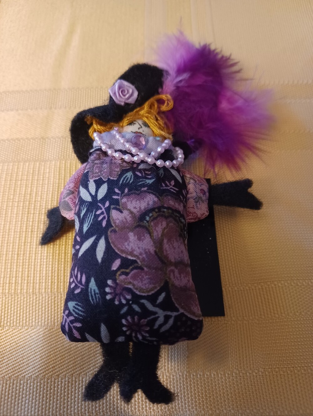 Vintage Handcrafted Fabric Doll Brooch Pin